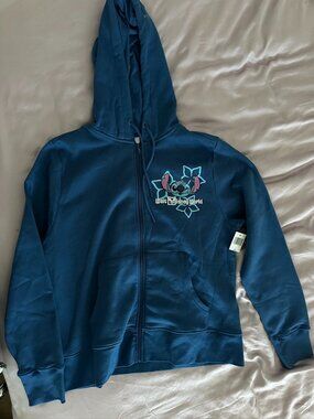 Walt Disney World Disney Springs Stitch Embroidered Zip-Up Hoodie - Blue